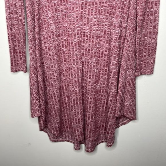 Lollipop Star Size M Burgundy Ribbed Lightweight Knit Long Sleeve V Neck Dress - Picture 9 of 9